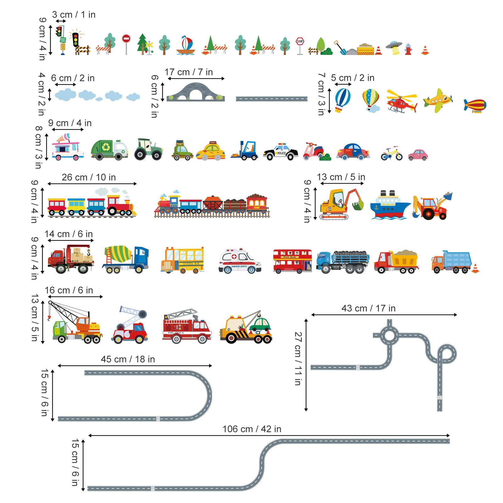 wondever Car Road Wall Stickers Transports Vehicles Truck Construction Peel and Stick Wall Art Decals for Boys Room Kids Bedroom Playroom - Image 4