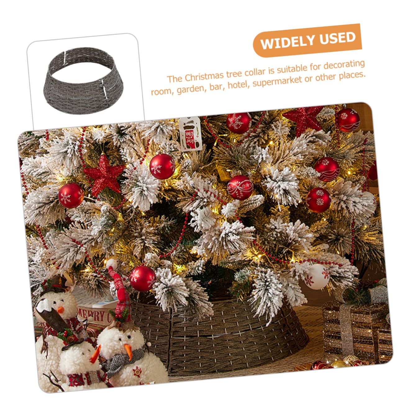 SOLUSTRE Collare per Albero di Natale Intrecciato Grigio, Gonna Finta Decorativa Plastica per Interni ed Esterni, Supporto Decorazioni Natalizie per Bar, Hotel e Casa, Misura