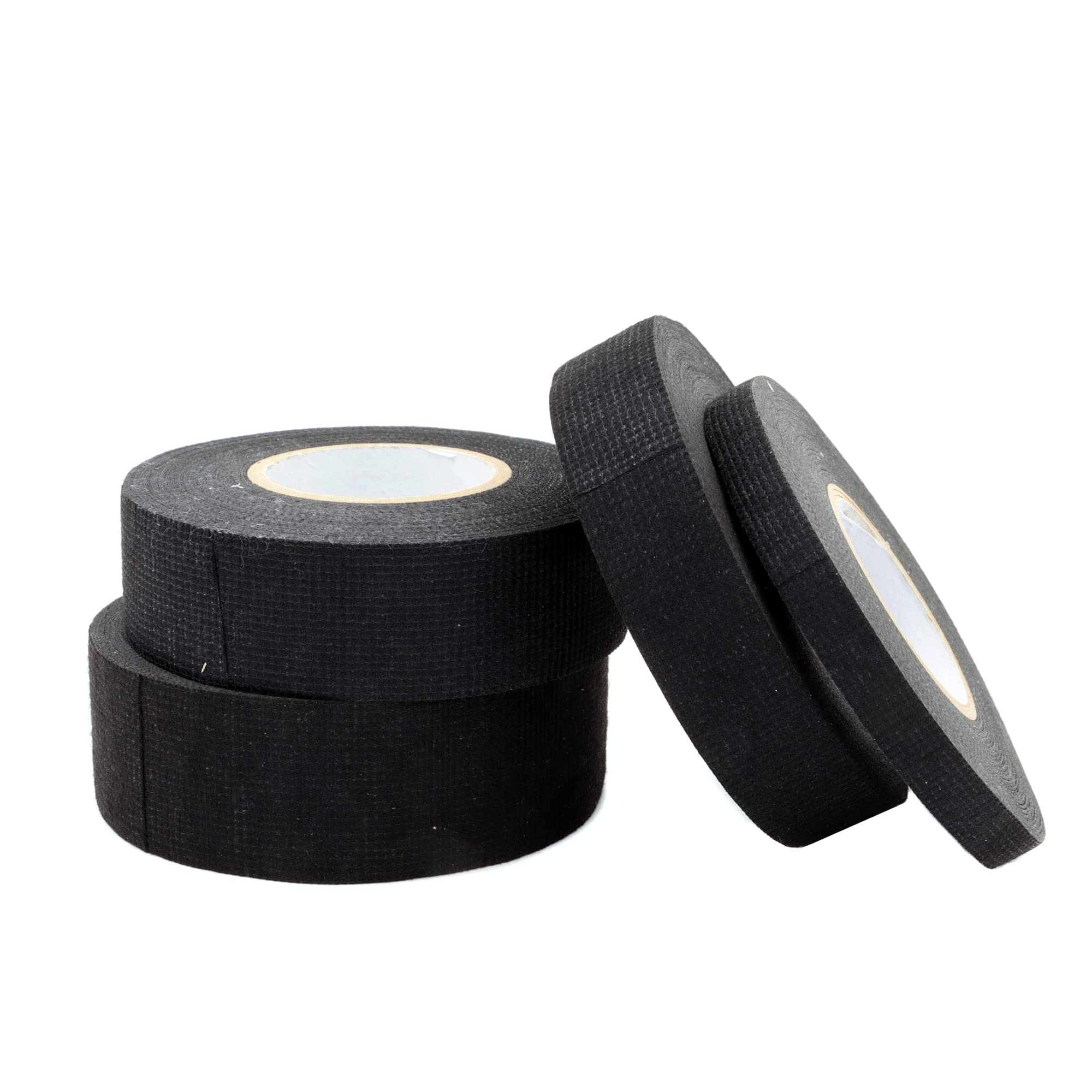 JBTOZIUY 4 Rolls Wire Loom Harness Tape, Black Chemical Fiber Cloth High Temp Wire Harness Wrapping Tape for Auto Electrical Wrap