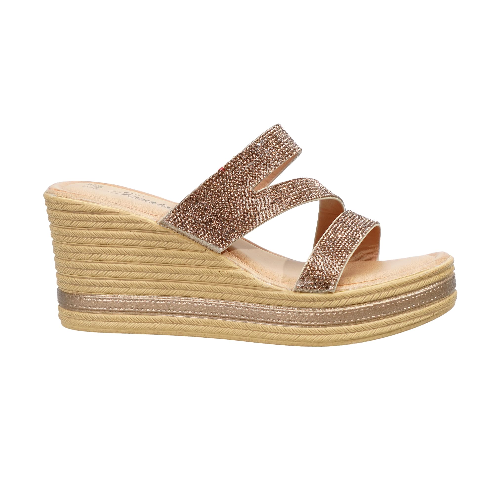 JOMIX Sandalias Mujer Verano con Cuña Chanclas Mujer con Brillantes Plataforma Calzado de Verano Cómodo y Elegante