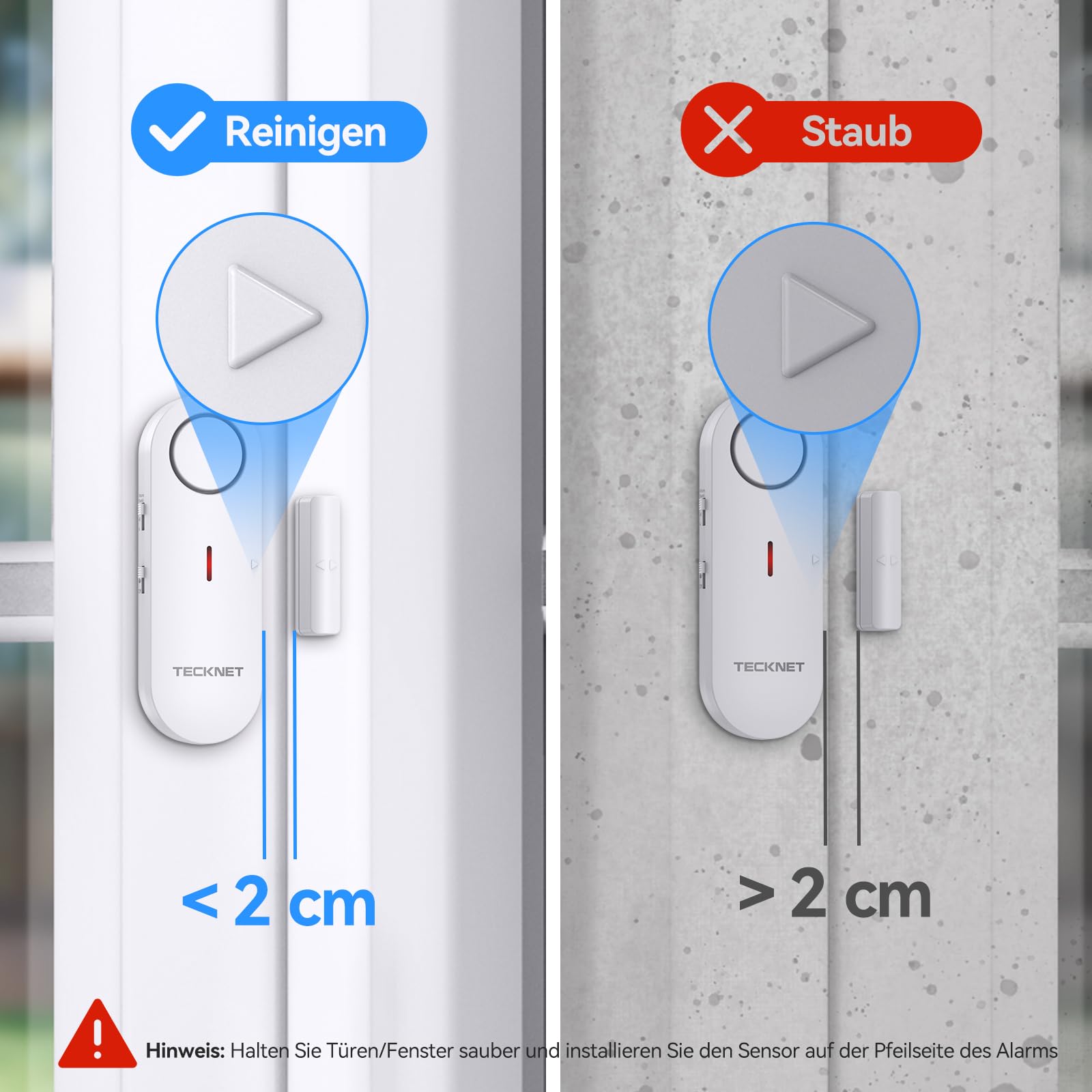 TECKNET Türalarm, Fensteralarm Einbruchschutz, Kabellose Alarmanlage Tür-Fenstersensoren und 3-stufiger Lautstärkeregelung, Türalarm mit Sirene für Haus, Geschäft, Büro und Wohnung (9 PCS)