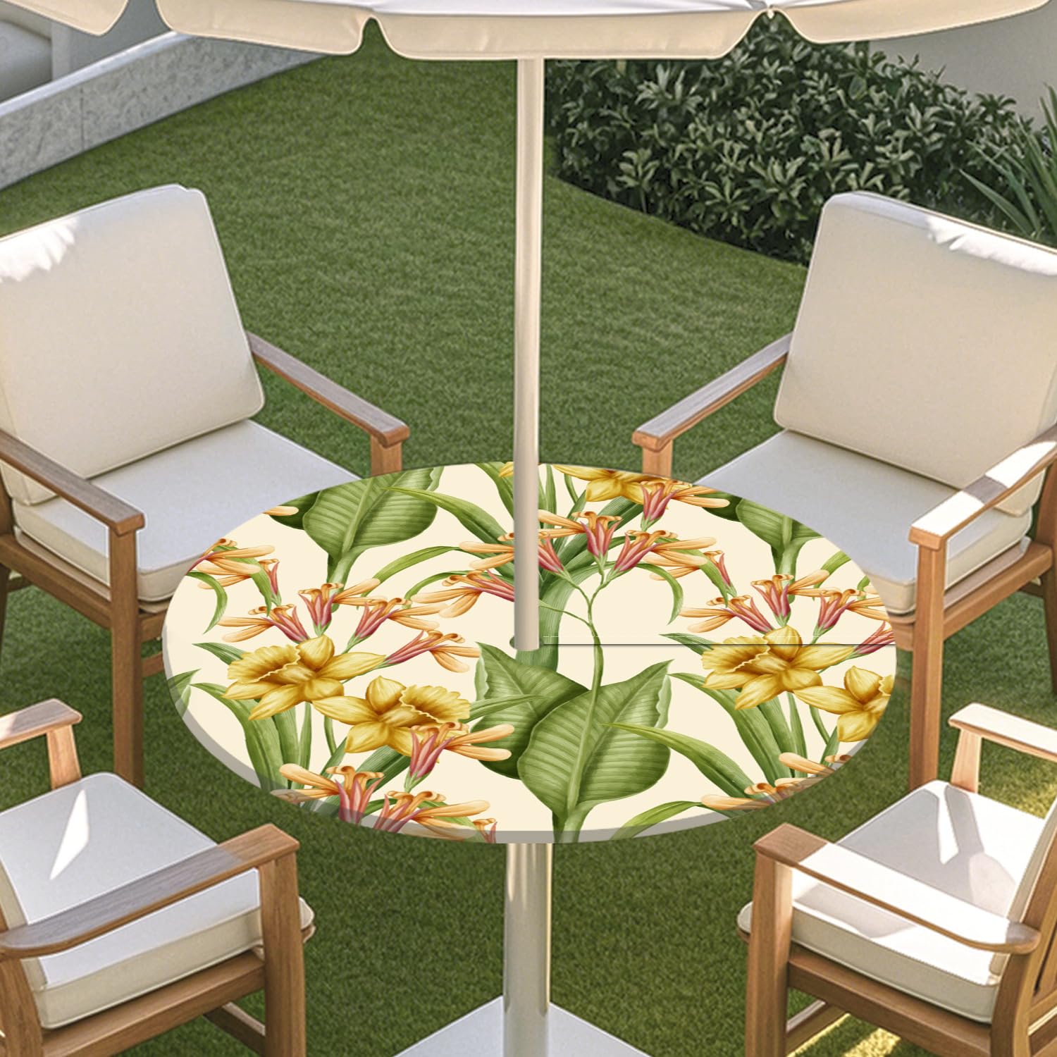 ENEN Runde Tischdecke Mit Schirmloch - Wetterfest Für Garten Und Terrasse