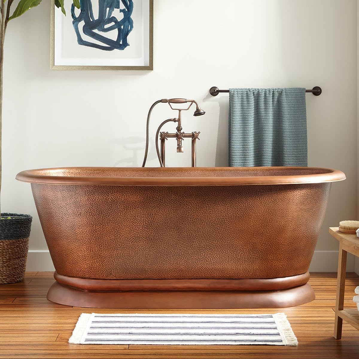 SINDAAntique Patina Custom Double-ended Copper Bathtub, with overflow, 72"L x 32"W x 33"H
