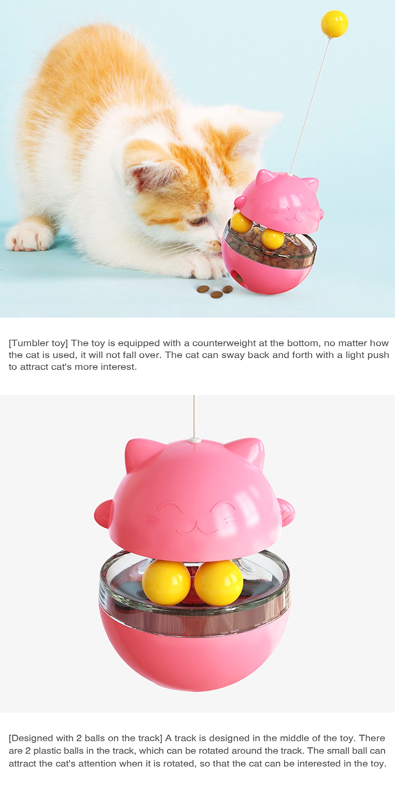 CYBERNOVA Interactive Wobble Cat Toy With a Teaser Wand - Image 3