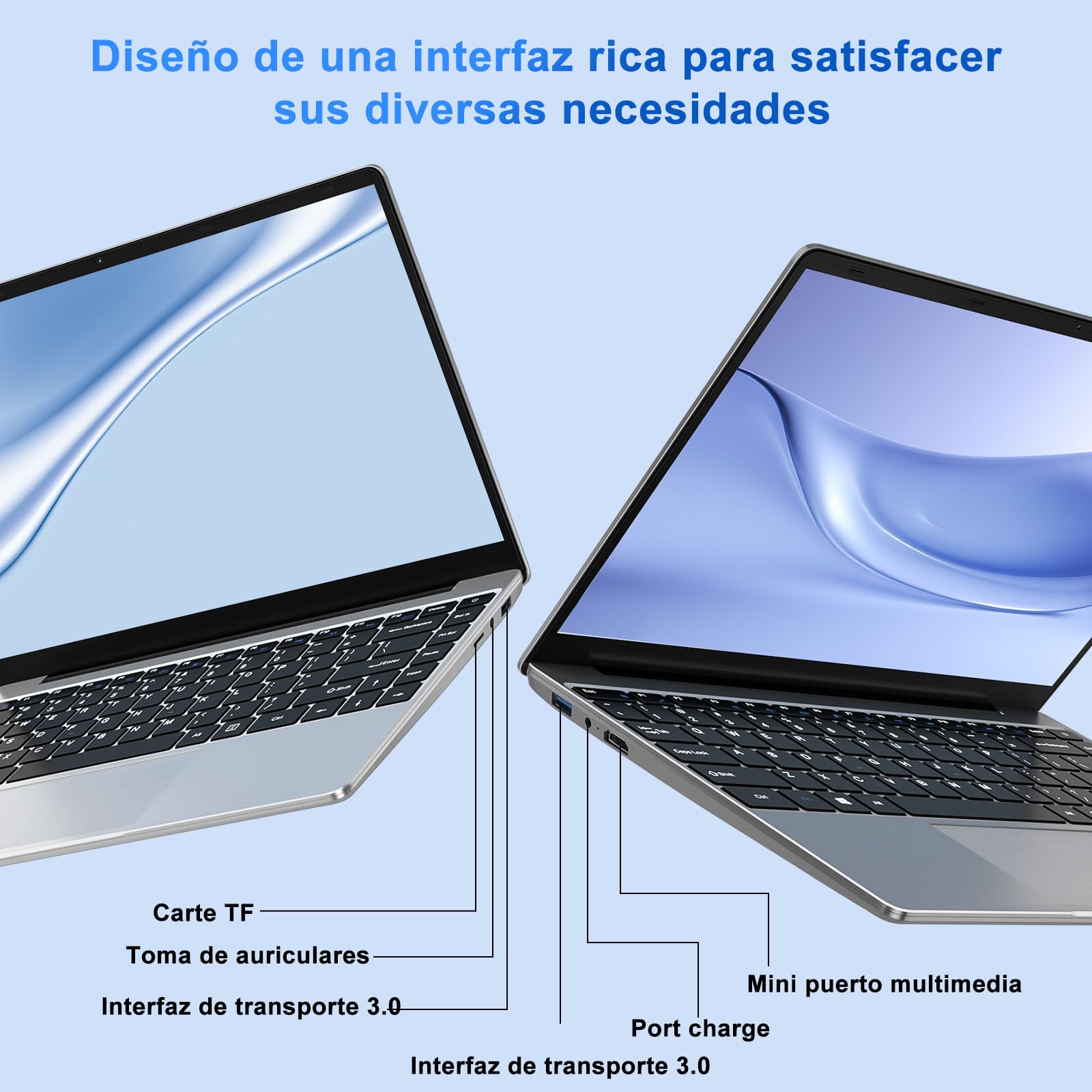Ordenador Portátil Win 11 con 5G WiFi, Portátil 14 Pulgadas 6GB RAM 256GB SSD Expansión SSD 1TB, Bluetooth 4.2 3.0 Transmisión Puerto 1920*1080 FHD Portatiles Buenos & Mini Puerto Multimedia-Plata