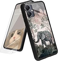 Vista 124 de Funda para Samsung Galaxy A12 5G con protector de pantalla, parte trasera de vidrio templado + TPU de silicona suave que absorbe los golpes