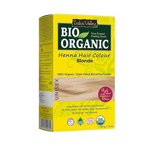 Indus Valley Bio Organic Natural Henna Tinte para el cabello, rubio, 3.53 onzas, 100 % cobertura de cabello gris y tinte para el cabello de larga