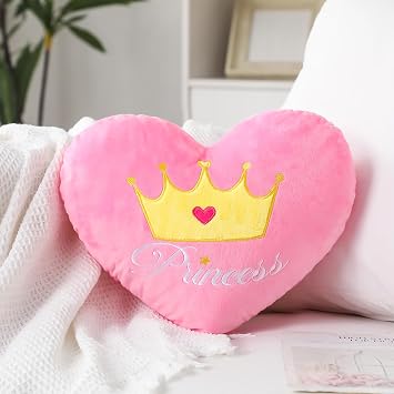 Bucherry Pink Heart Pillow Fluffy Plush Throw Bedroom Sofa