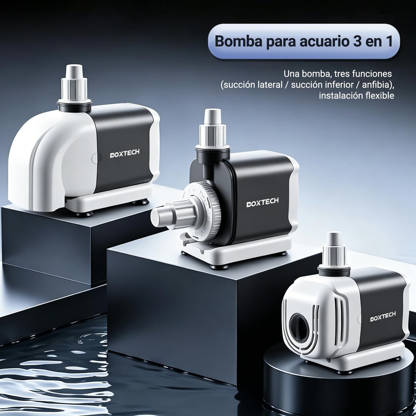 Boxtech Pompa per Acquario 25W 1500 L/H,3-in-1 Albero Ceramica,Albero in Ceramica, Motore in Rame Puro, Risparmio Energetico per Acquario Medio Laghetto Giardino