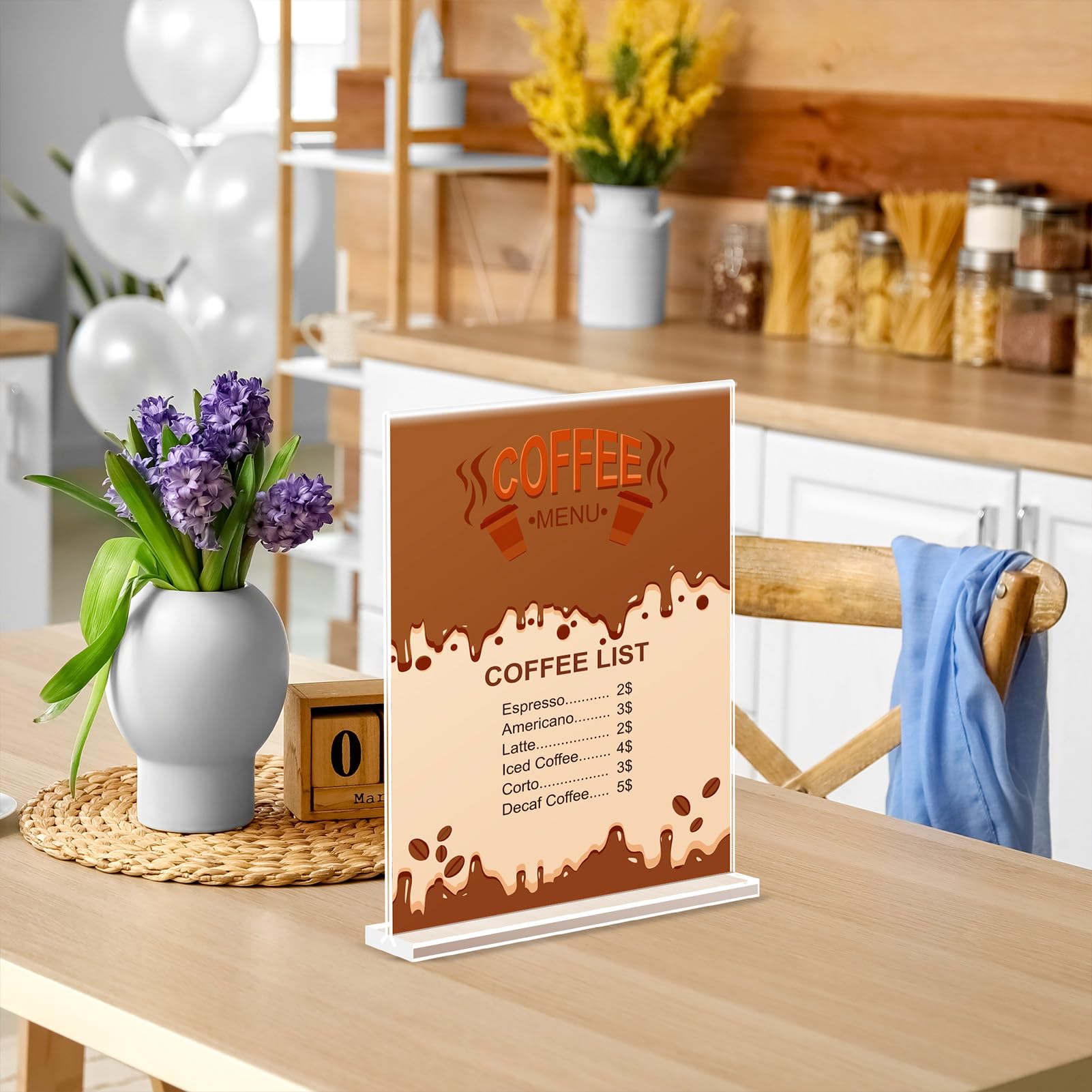 Enayplon Soporte acrílico para carteles de 8.5 x 11 pulgadas, soporte de doble cara, soporte de plástico para papel de mesa, soporte vertical para folletos de menú, soporte para folletos de mesa en