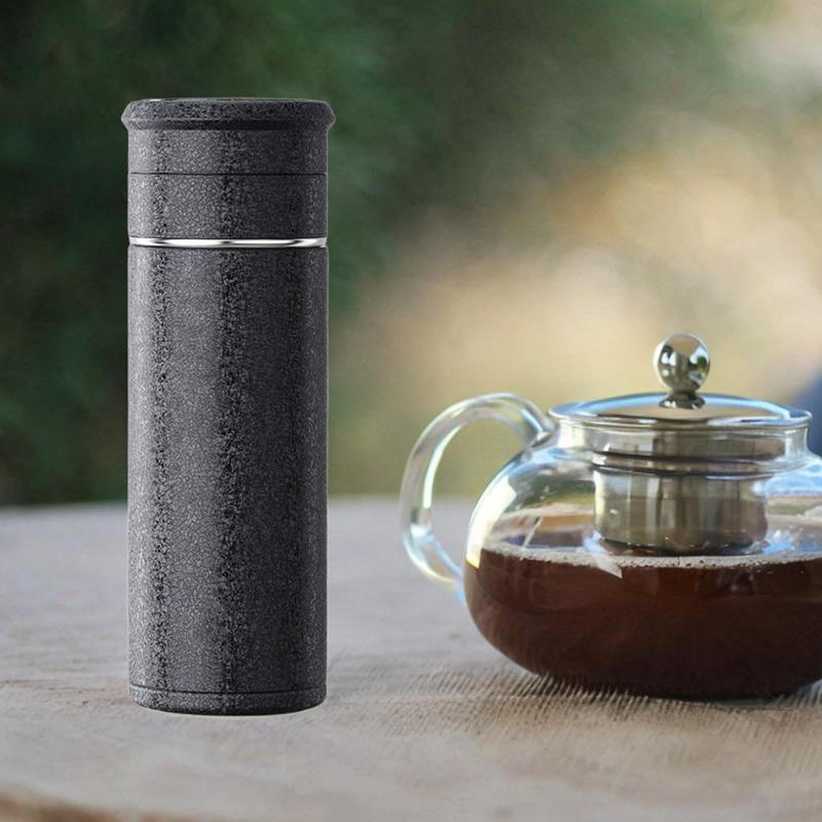 Botella Térmica con de Té de 500 Ml. Botella de Agua Térmica Portátil. Vaso Térmico para Té, Ideal para El Hogar Y Los Viajes Diarios, Grieta de Hielo Negra, tal como se describe