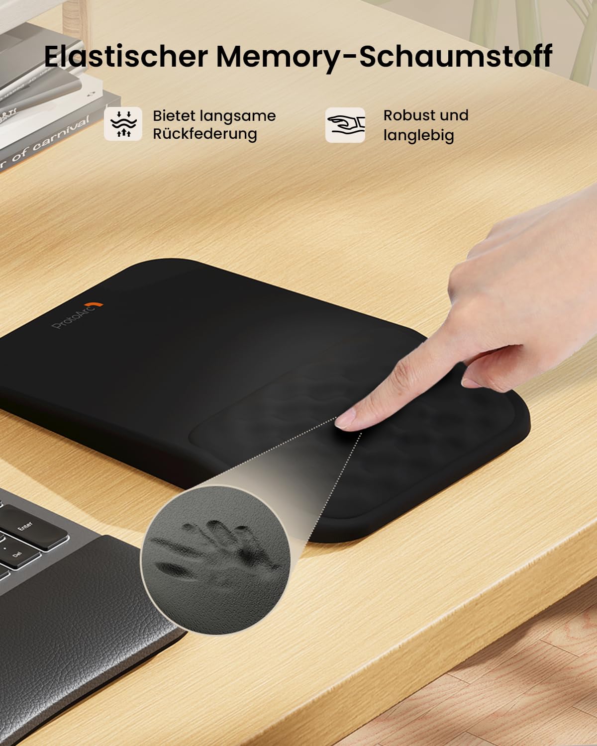 ProtoArc Mauspad mit Handgelenkauflage und EM11 NL Ergonomische Vertikale Maus Grün