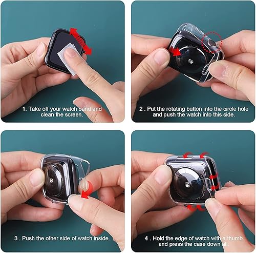 Miniatura 5 de HANKN Paquete de 2 fundas protectoras de pantalla transparentes de 1.61 pulgadas para Apple Watch Series 8 7 de 1.61 pulgadas, funda protectora de