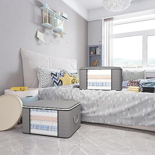 Miniatura 7 de Fixwal Bolsas de almacenamiento grandes de 90 L, paquete de 8 contenedores de almacenamiento de ropa, organizadores de armario, contenedores de