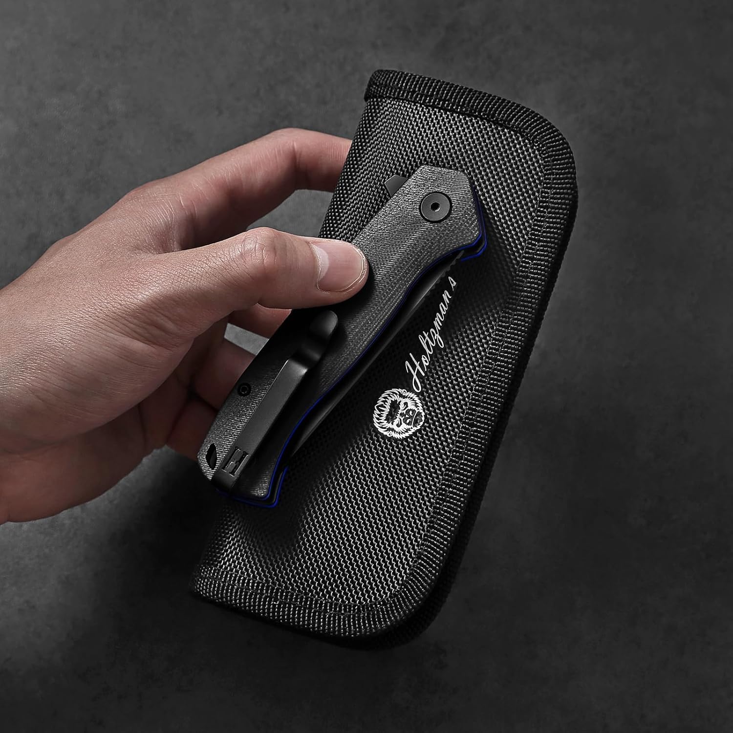 Holtzman's Gorilla Survival Pathfinder Folding Knife with G10 Handle and D2 Steel Blade, Gift Box Set (Black+Blue) - Ideal for Everyday Carry