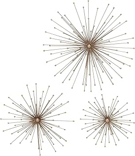 Deco 79 Metal Starburst Home Wall Decor 3D Wall Sculpture, Set of 3 Wall...