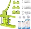 Button Maker Machine, 25mm32mm58mm DIY Pin Badge Maker Custom Badge Press Kit with 300pcs Button Parts for Gifts Pin Maker, Green