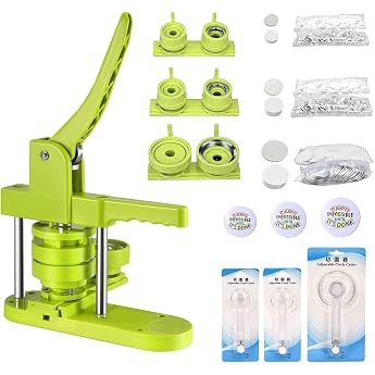 25/32/58 mm Button Machine Button Maker Machine 3-in-1 Button Badge Press Machine Multiple Sizes Includes 300 Accessories & Circle Cutter Children's DIY Gift Pin Maker Green