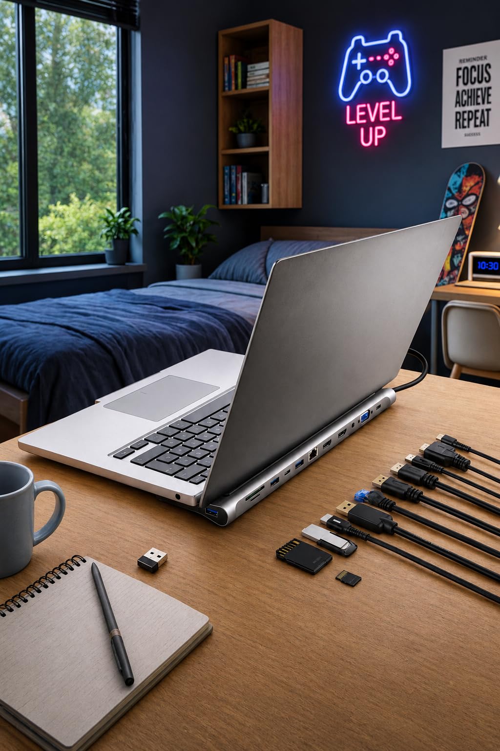NGS Wonder Dock 12- Adaptador Multipuerto USB-C 12 en 1. Carga rápida | USB 2.0, 2x USB 3.0, 2x HDMI, VGA, entrada de audio, PD (Power Delivery), RJ45 (Ethernet), USB-C y ranura SD/TF