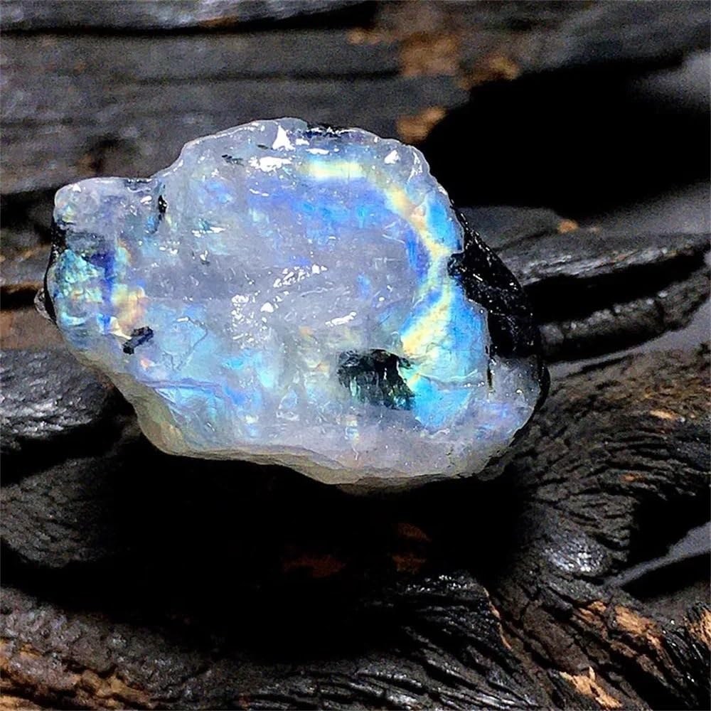 QINGQI Pietra Naturale Cristal Naturale Bianco Pietra di Luna Minerale Ghiaia Acquario Vaso di Fiori paesaggistica Decorazione al Quarzo Chakra(260-300g)