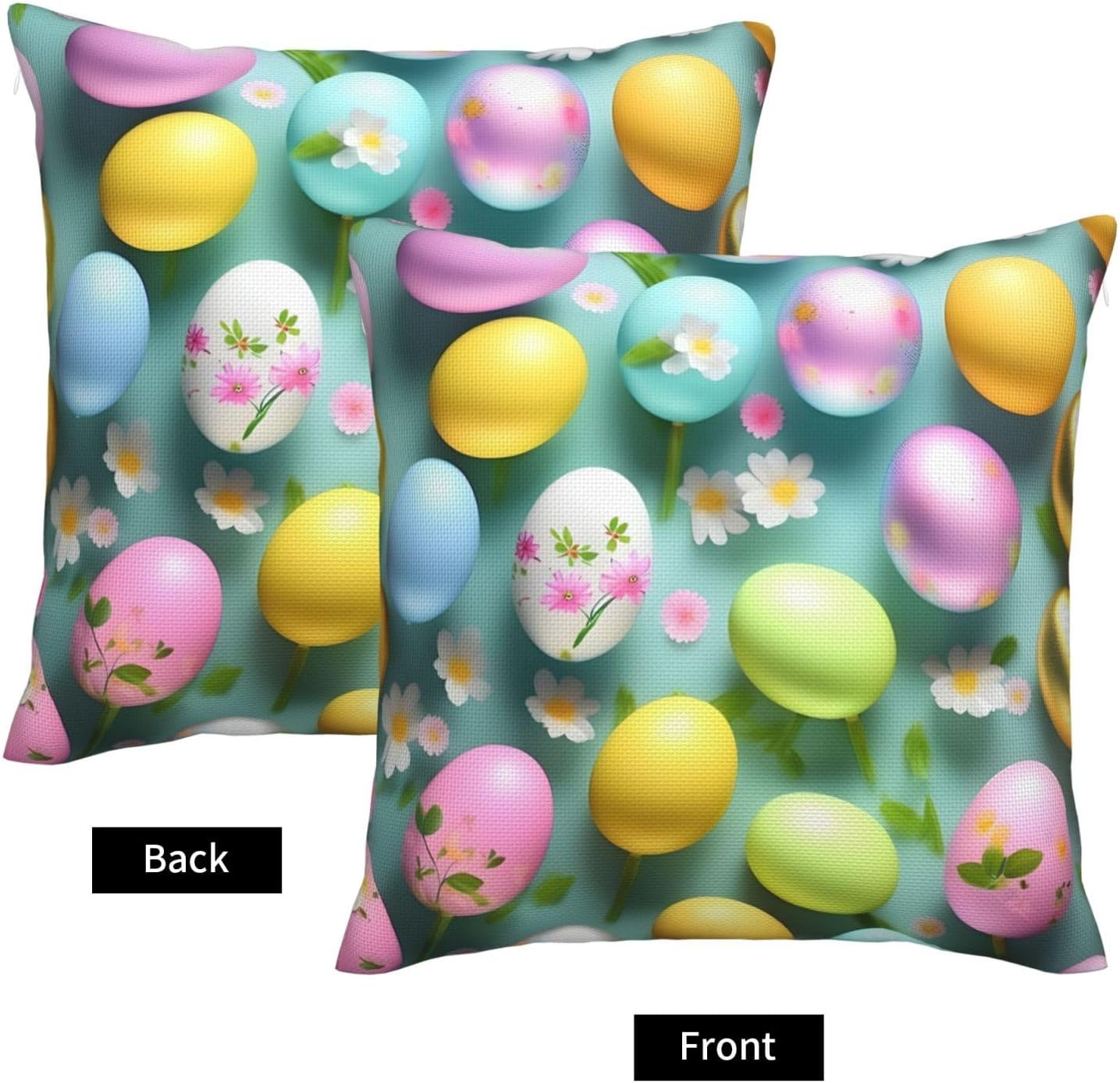Happy Easter Holiday Imitation Linen Pillowcase -2 Sets, Fashionable Home Decoration, Used for Sofas, Gardens, beds