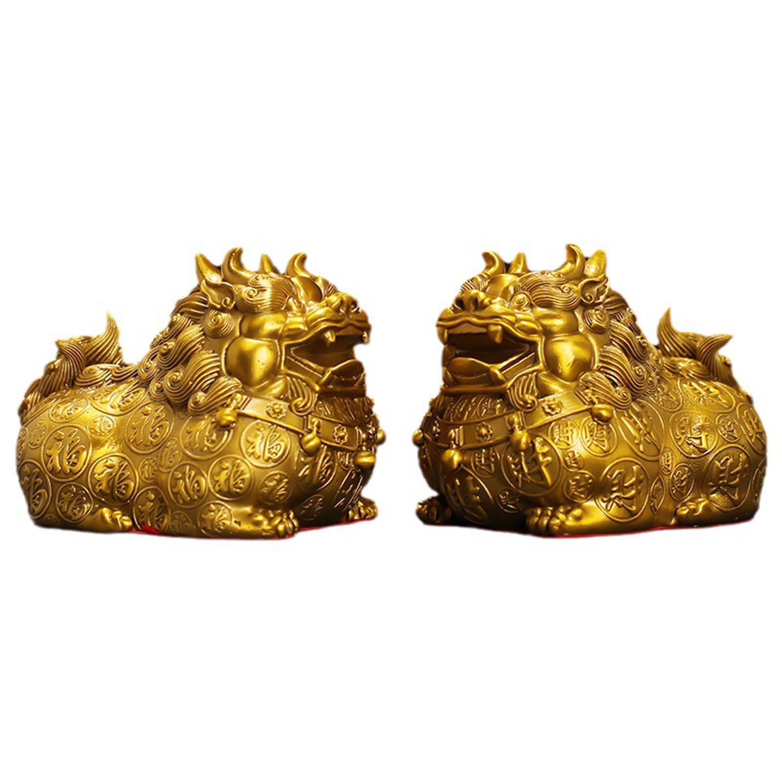 Feng Shui Cinese Shui pi Yao/pi xiu Statue porsperity di ricchezza, 7 "Figurine pixiu Pura Ottone Fortunato Ornamenti Che attirano ricchezza e buona Fortuna
