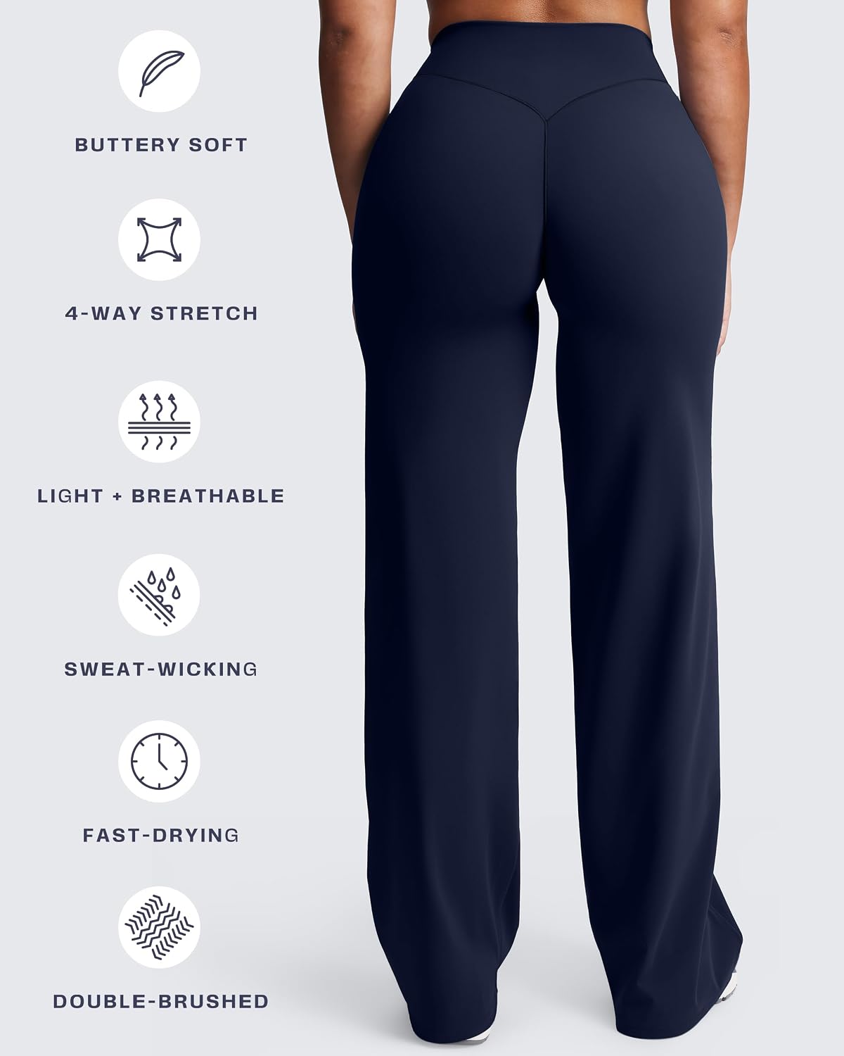 Aoxjox Women's Velura Straight Leg Yoga Pants, Buttery Soft PlushFlex™ Mid-Waist Wide-Leg for Workout & Casual Leggings