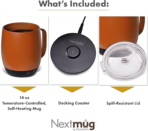Miniatura 35 de Nextmug - Taza de café autocalentable con control de temperatura (borgoña, 14 onzas)