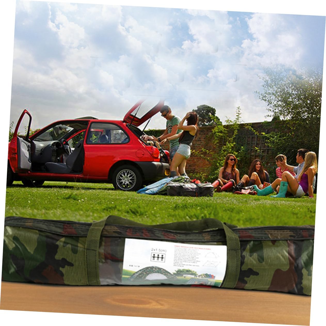 1Pc Camouflage Tent for One Person Lightweight Instant Pop Up Hiking Tent for Outdoor Camping Quick Setup UV Protection Random Color