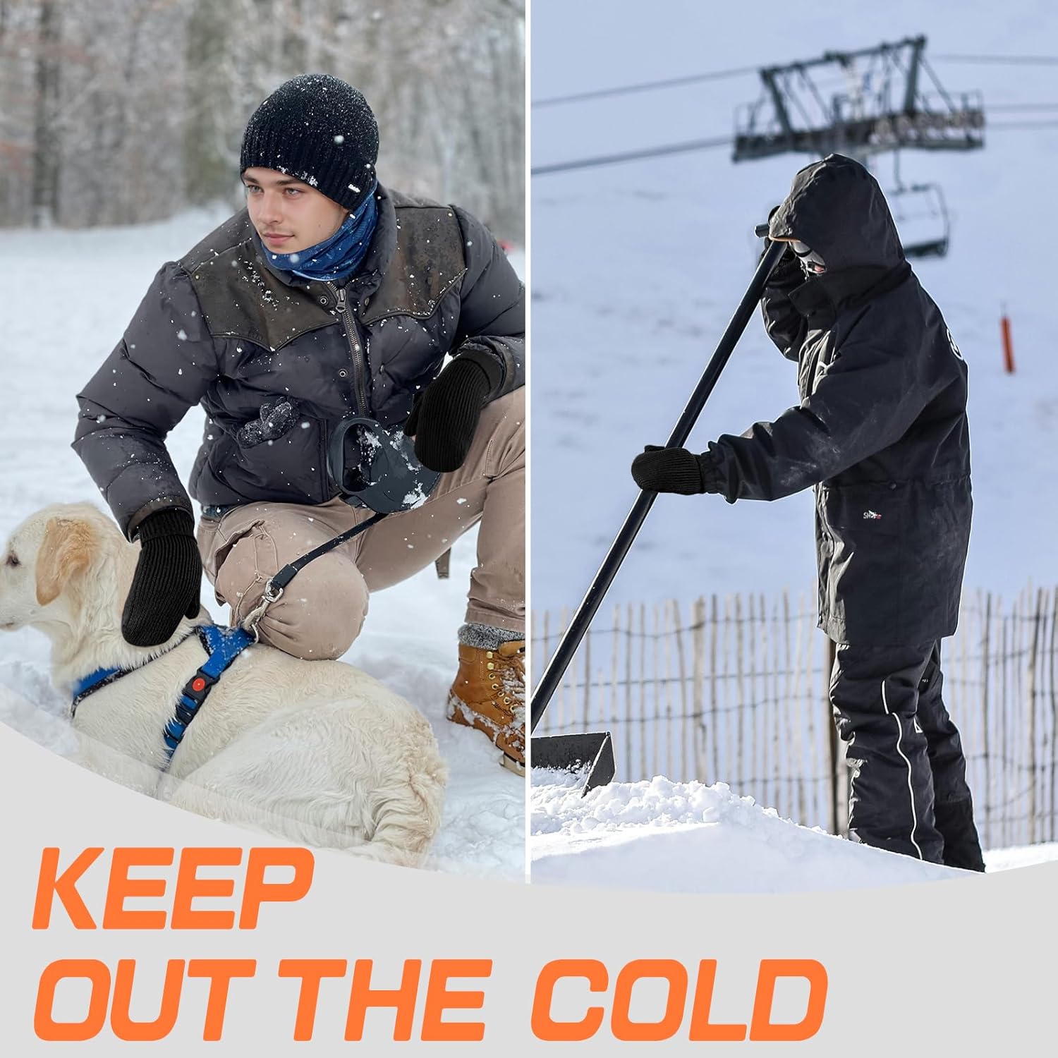 woogwin Winter Gloves for Men Wool Warm Fleece Thick Womens Thermal Stretchy Knit Mittens for Cold Weather Elastic - Image 6