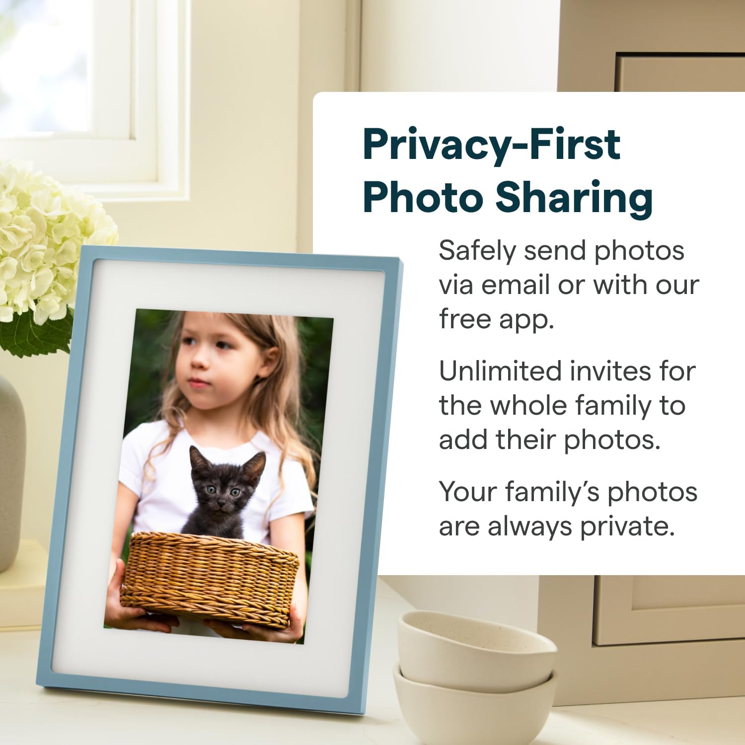 Skylight Digital Picture Frame 2 – 10" Full HD Wi-Fi Touch Screen, 16GB Digital Photo Frame, Load Photos & Videos Directly from Phone, Anti-Glare – Ideal for Personalized Gifting, Classic Blue