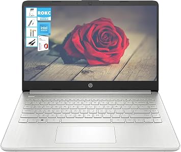 HP AI-Powered 14 HD Laptop with Microsoft Office and 1TB Cloud Storage Included for 1-Year| 8GB RAM| 128GB SSD | Intel 4-Core CPU| Webcam| Ultra Portable |Windows 11| RK Bundle