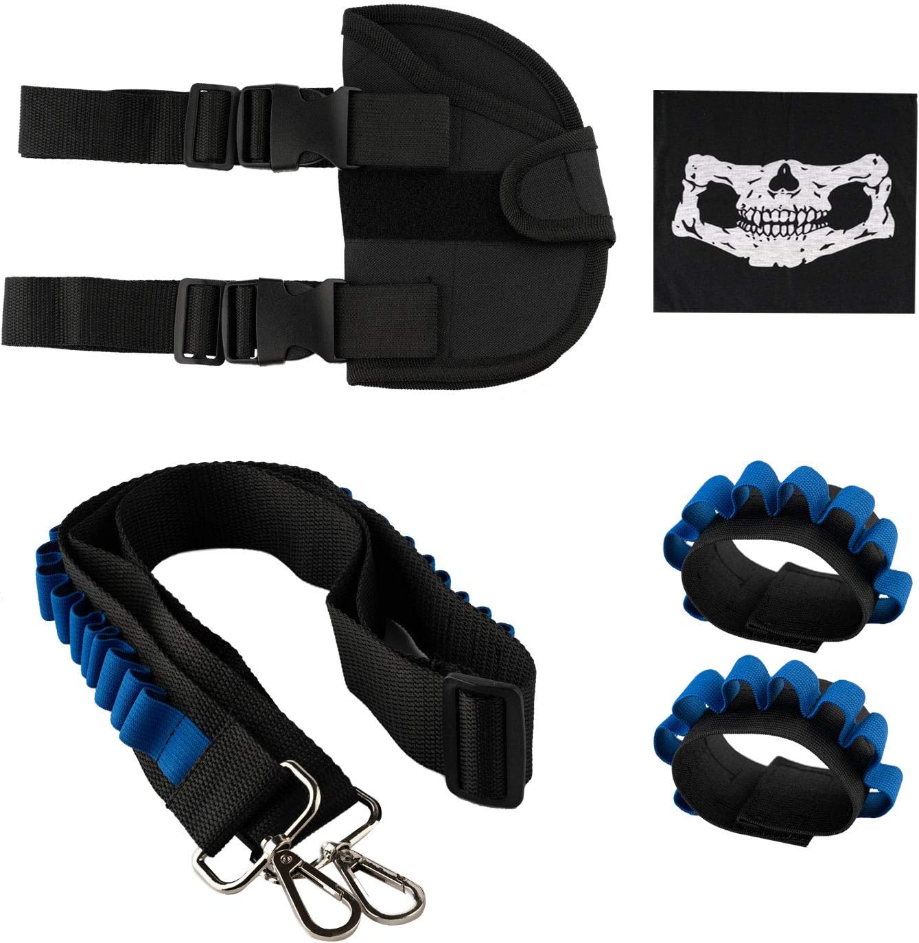 Locisne Kids Tactical Game Toy Accessories Kit Includes 1 Waist Bag,2 Dart Wrister1 Skull Face Mask,1 Dart Belt for N-strike Elite Series