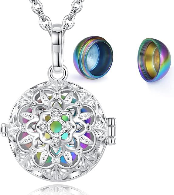 EUDORA Harmony Ball Urn Necklace for Ashes Cremation Jewellery for Ashes Necklace Heart Tree of Life Dreamcatcher Pendant for Ashes Keepsake Necklace Funeral Memorial Gift for Human Pets, 61cm