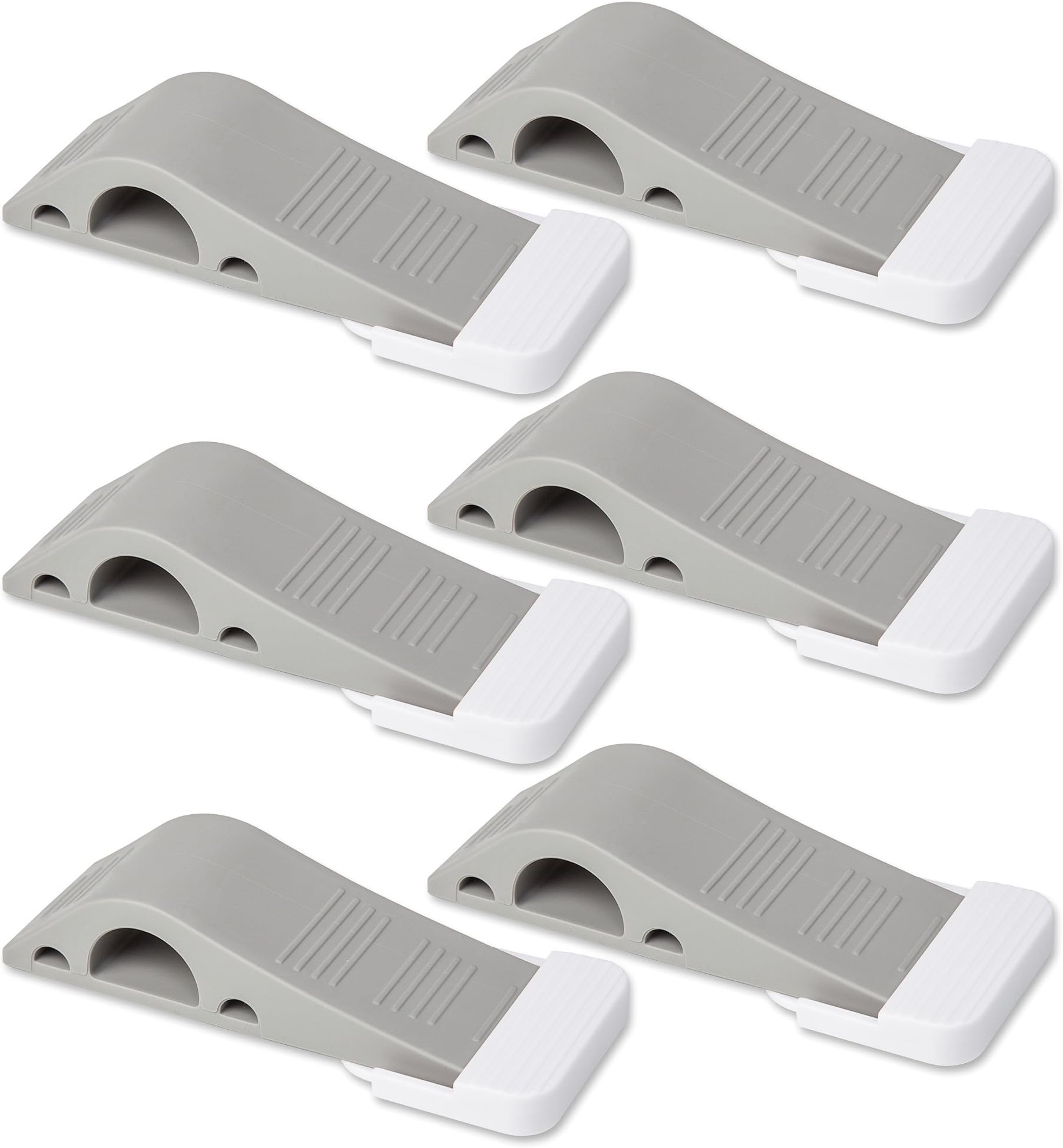 Door Stopper 6 Pack Set [Bonus Holders] - SofiHome Premium Heavy Duty Door Stop Rubber Wedge with Decorative Storage Holder - Ideal Doorstop for Draft Stopping & More - The Original (6, Gray)