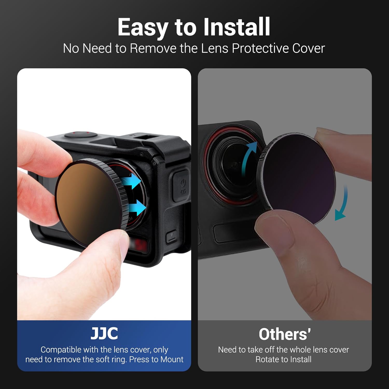 JJC Push On ND/PL Filter Set for DJI Osmo Action 5 4 3,ND8/PL ND16/PL ND32/PL ND64/PL Compatible with DJI Action 5 pro Accessories,Neutral Density Polarizing Multi-Function Filters,HD Optical Glass