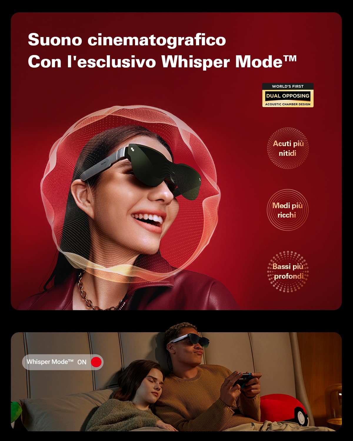 RayNeo Air 3s Occhiali AR/XR, Display HueView 201" 120Hz FHD, Dispositivo video AR portatile per iPhone 16/15, Android, Mac, Switch, PS5, Steam Deck – Teatro indossabile di prossima generazione