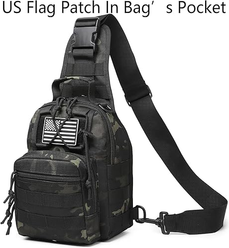 Miniatura 8 de ATBP Pequeño bolso táctico de la honda para los hombres con la funda militar EDC bolso de hombro CCW Crossbody bolsa 7 litros, Verde militar