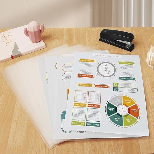 Miniatura 6 de Paquete de 50 carpetas transparentes para documentos, carpetas de plástico transparentes tipo L, fundas de plástico para tamaño carta, papel A4,