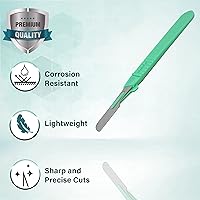 Vista 4 de Bisturí facial estéril desechable #16, herramienta de depilación y dermaplaning, cuchillas de acero al carbono de precisión con mango de plástico