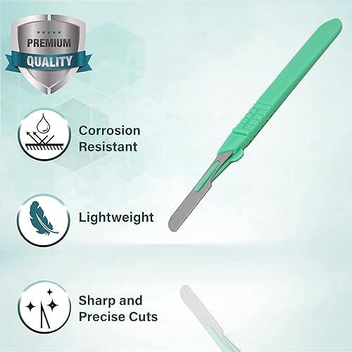 Miniatura 4 de Bisturí facial estéril desechable #16, herramienta de depilación y dermaplaning, cuchillas de acero al carbono de precisión con mango de plástico,