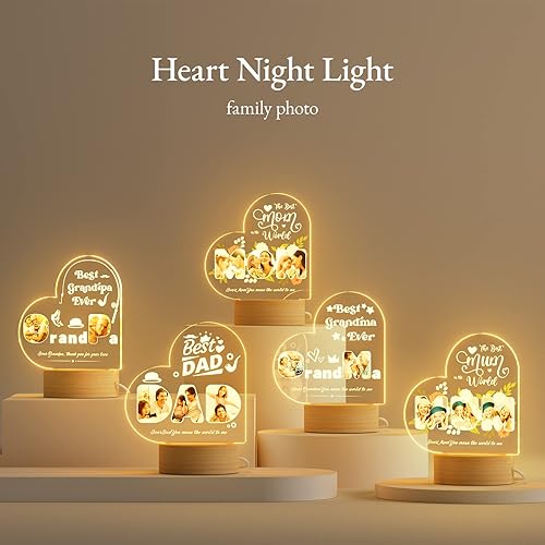 Miniatura 4 de Bemaystar Regalos para el día de la madre para abuela, regalos personalizados para abuela, luz nocturna LED acrílica con imagen, regalos para abuela