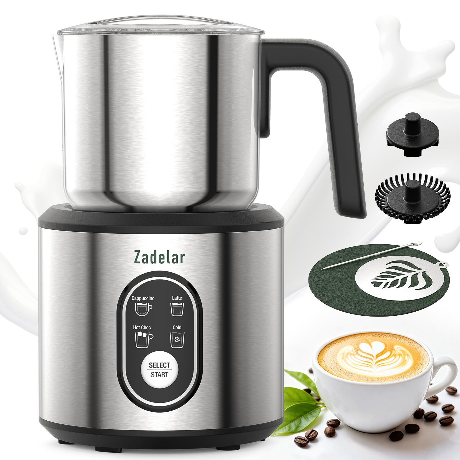 Milk Frother and Steamer, 4-in-1 Electric Milk Frother for Hot &amp; Cold Foam