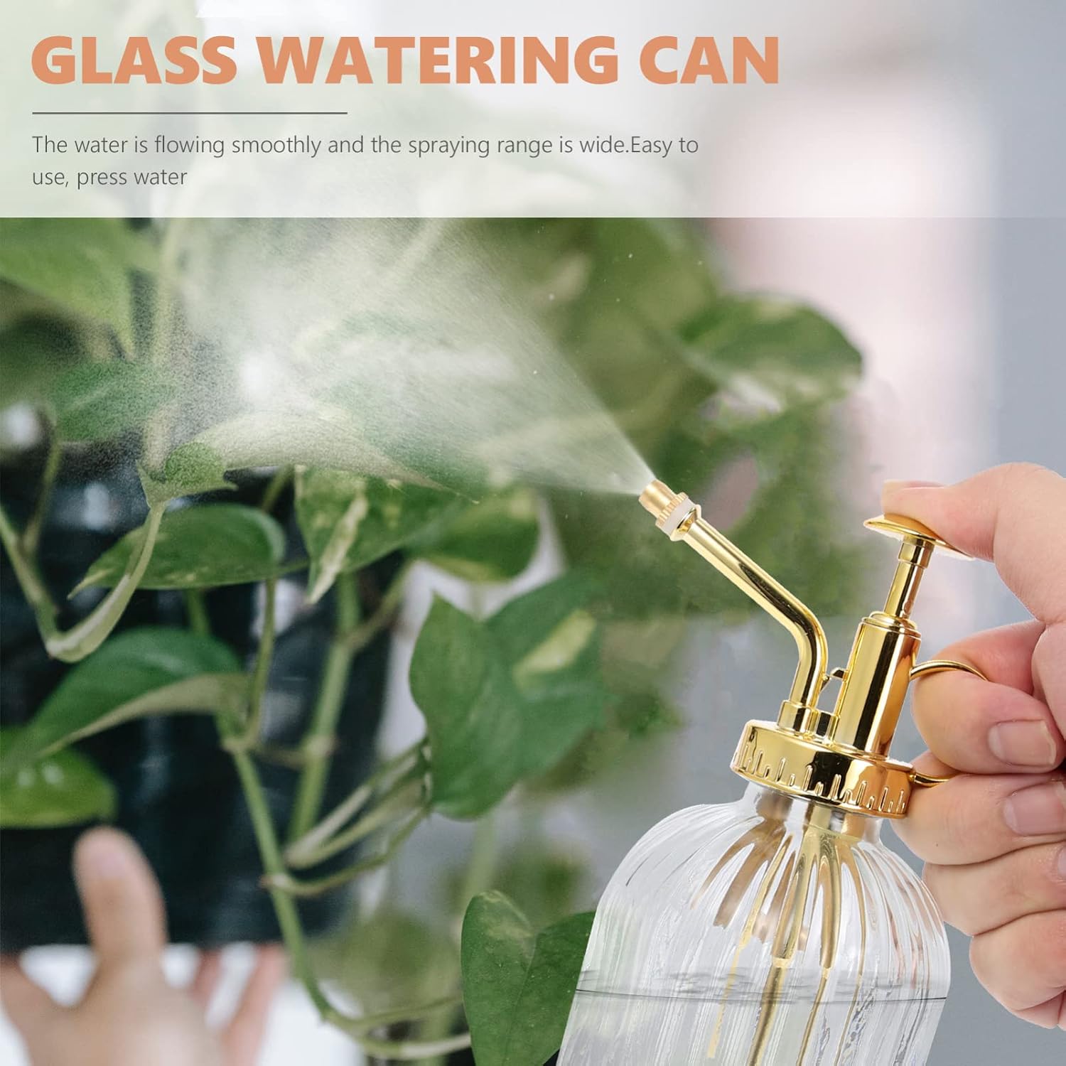 YARDWE Glass Watering Can, Plant Mister Spray Bottle, Vintage Glass Watering Spray Bottle Small Watering Can Indoor for Succulents (Transparent)