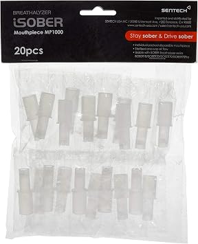 Mouthpiece MP1000 | 20 Disposable Replacement Tips | Compatible with iSOBER 10, 30, 70 | One-Way Airflow | FSA/HSA Eligible