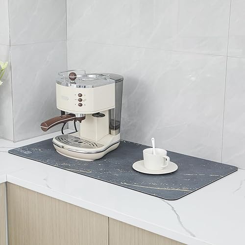 Miniatura 2 de Alfombrilla para máquina de café, oculta al instante manchas como agua, café y leche. Material de goma inferior antideslizante e impermeable. Fácil