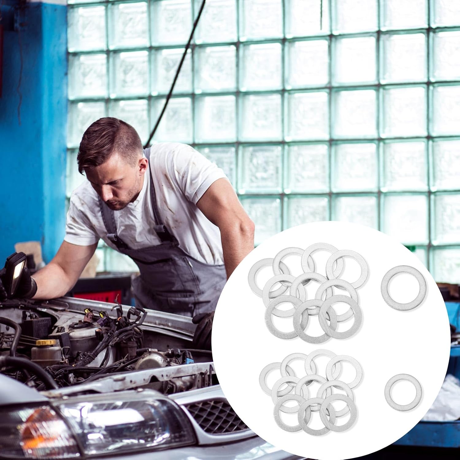 20pcs Car Oil Drain Plug Gasket, 0.71 & 0.78 inch Aluminum Automatic Transmission Oil Drain Plug Crush Washer Rear Oil Drain Plug Ring Oil Drain Plug Seal for Civic Accord Odyssey