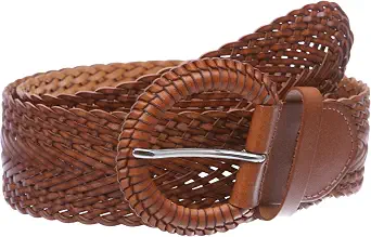 Beltiscool 2 Inch Wide Genuine Leather Braided Woven Round Belt