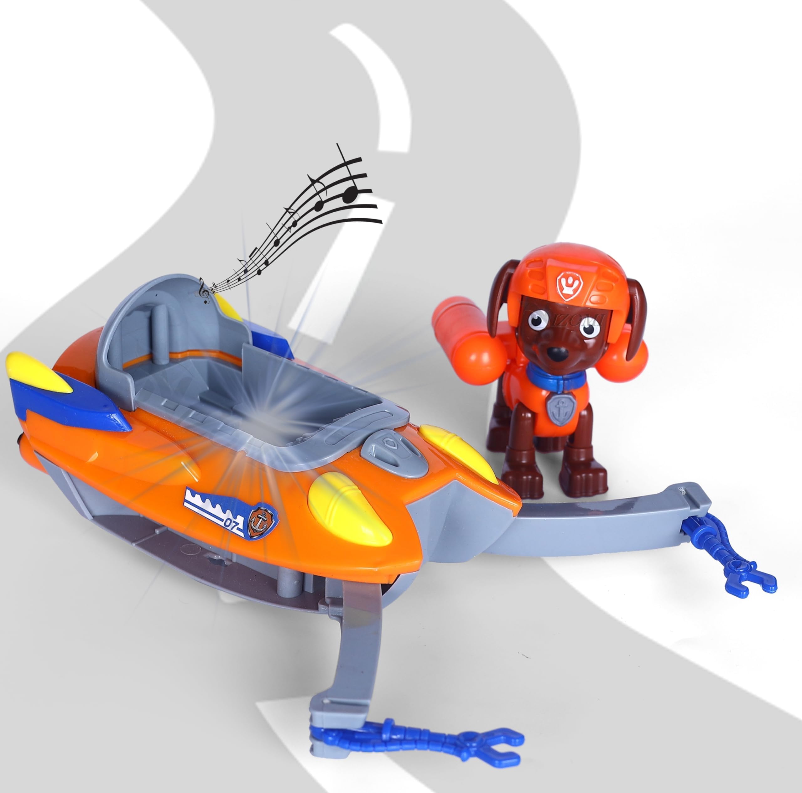 Nizomi Mighty Pup Buddies Rescue Team Zuma with Patroling Vehicle, Light and Music Function Toys Action Figure Toys Set, Superhero Set