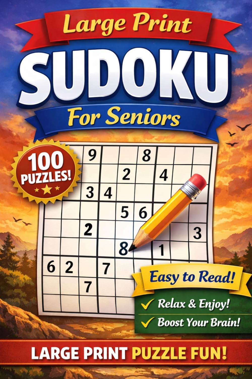 Large Print Sudoku Puzzle Book for Seniors: 100 Easy to Medium Puzzles with Solutions - Bold and Easy to Read